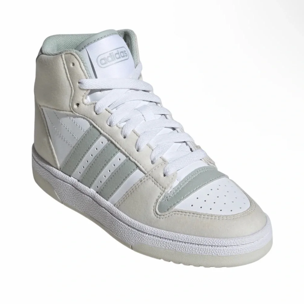 Adidas kids White and Light Gray High-Top Sneakers